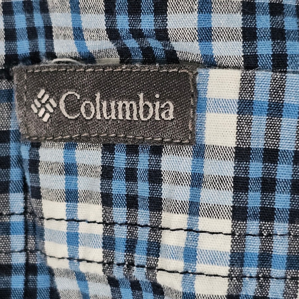 Columbia Mens Blue White Plaid Long Sleeve Button Down Shirt Large AM7968 - Picture 7 of 12
